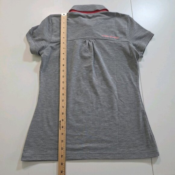 Under Armour Polo Women M Gray Pink Accents Heat Gear SS Semi Fitted Golf Active - Picture 7 of 13